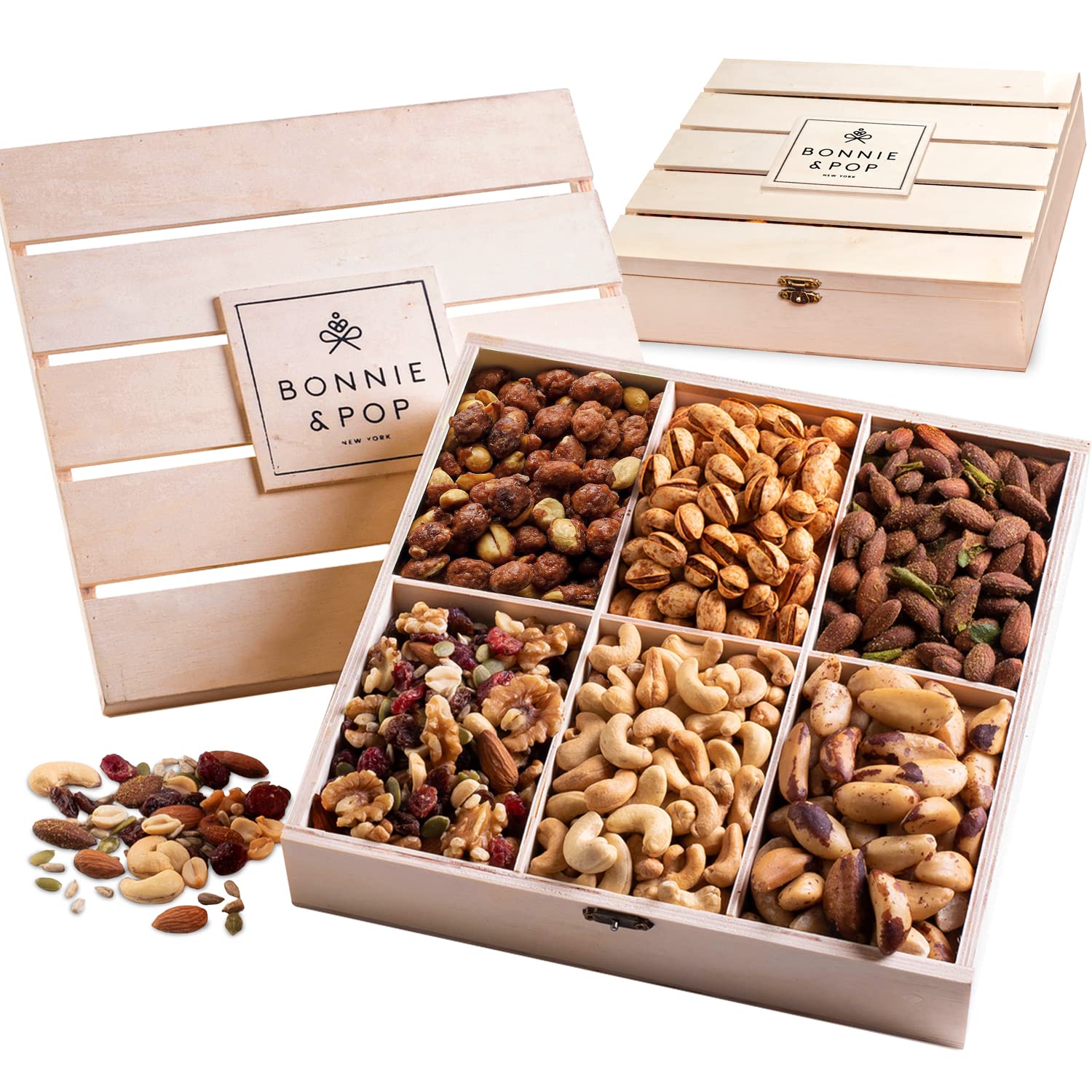 Nut Gift Basket in Reusable Wooden Crate, Healthy Gift Option - Eco Trade Company