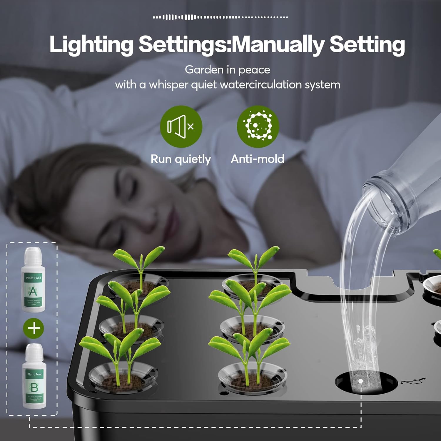 12 Pods Hydroponics Growing System, Indoor Garden with LED Grow Light