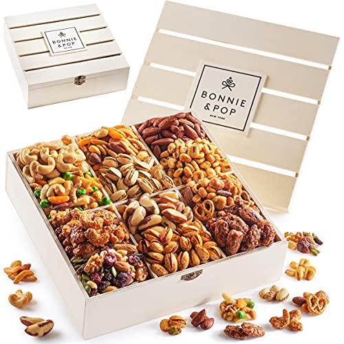 Nut Gift Basket in Reusable Wooden Crate, Healthy Gift Option - Eco Trade Company
