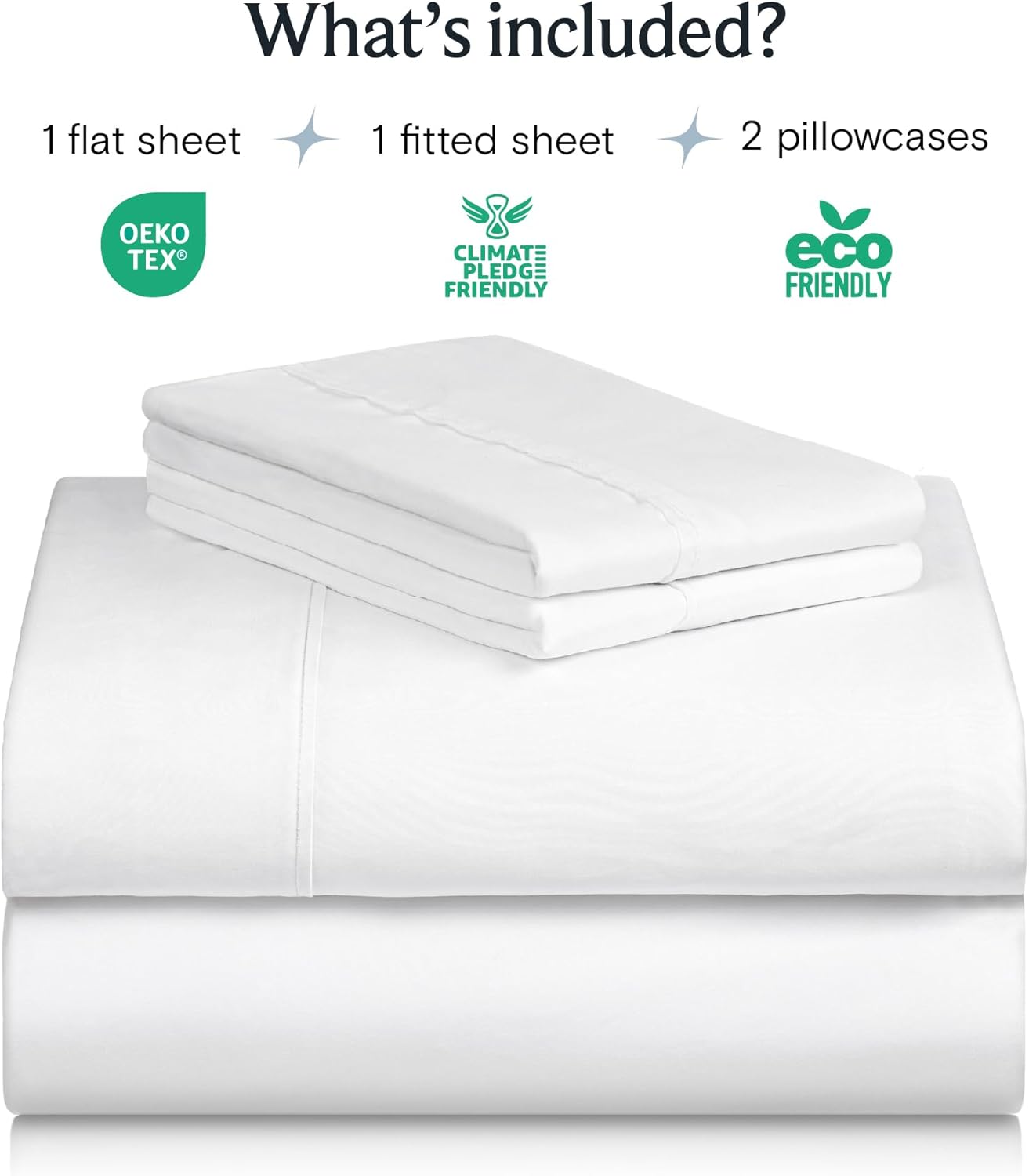 4 PC Sheet Set Bamboo Sheets Deep Pockets 18" Eco Friendly Wrinkle Free Sheets Machine Washable Hotel Bedding Silky Soft - White - Eco Trade Company
