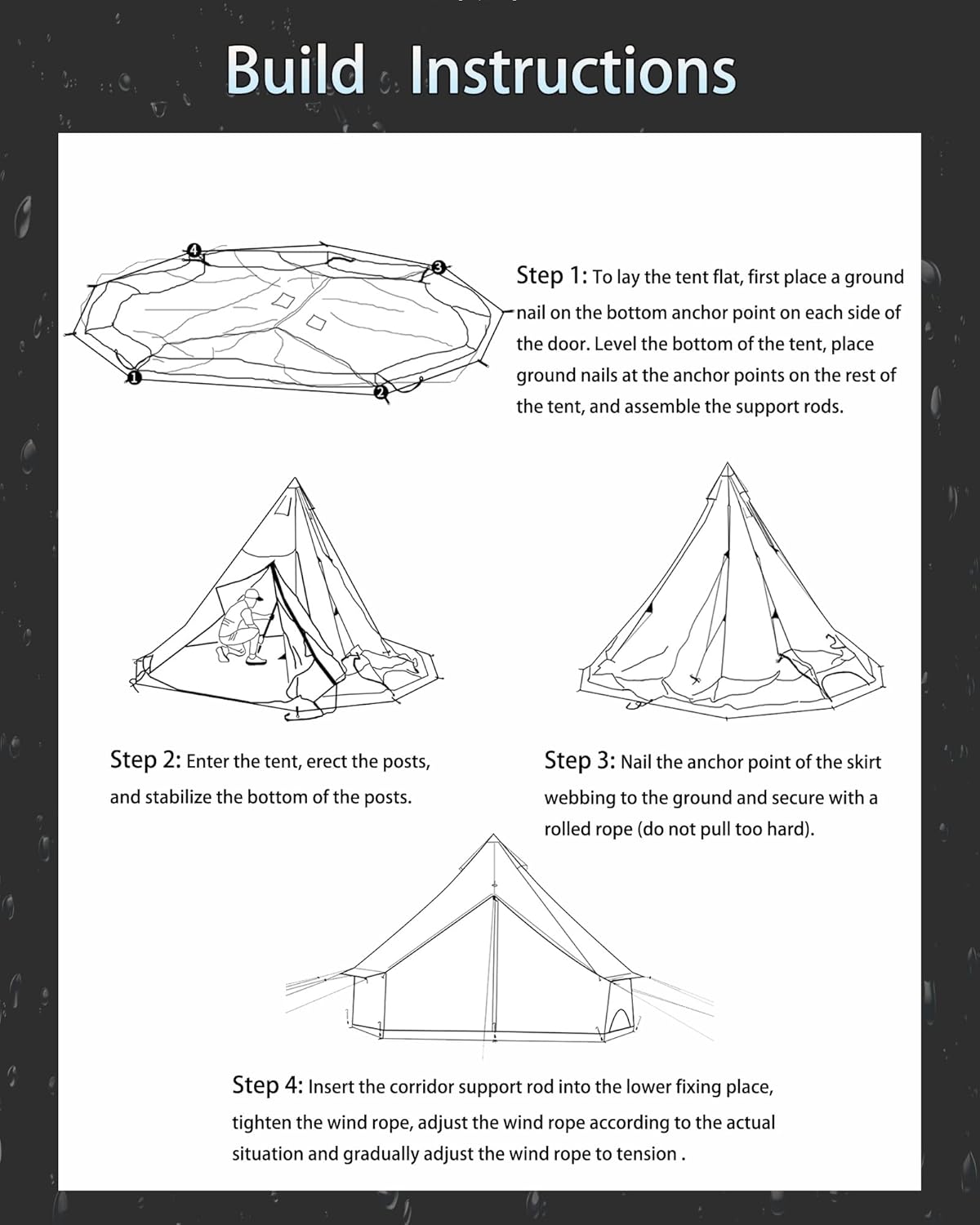 Cotton Canvas Tent Bell - Breathable and Windproof Family Camping Tents Glamping for 6/8/10 Person
