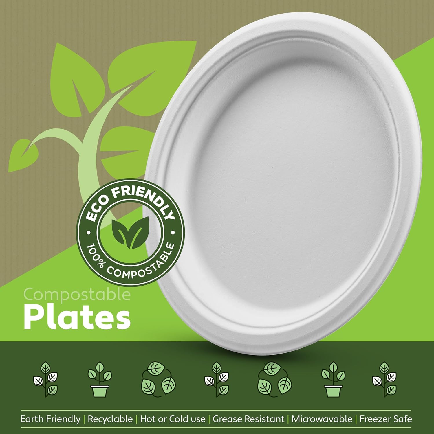 100% Compostable Paper Plates 100 Pack, 6 Inch - Eco Trade Company