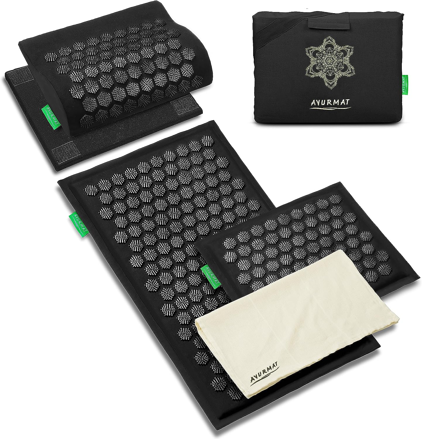 UNMERA Acupressure Mat and Pillow Set, Natural Linen & Coconut Fiber Filling