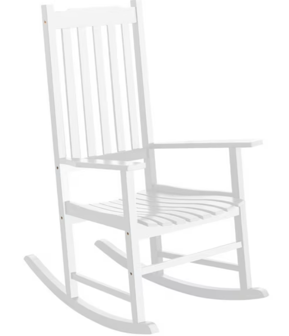 Ergonomic  Wood Outdoor Rocking Chair – Weather-Resistant Patio Seating