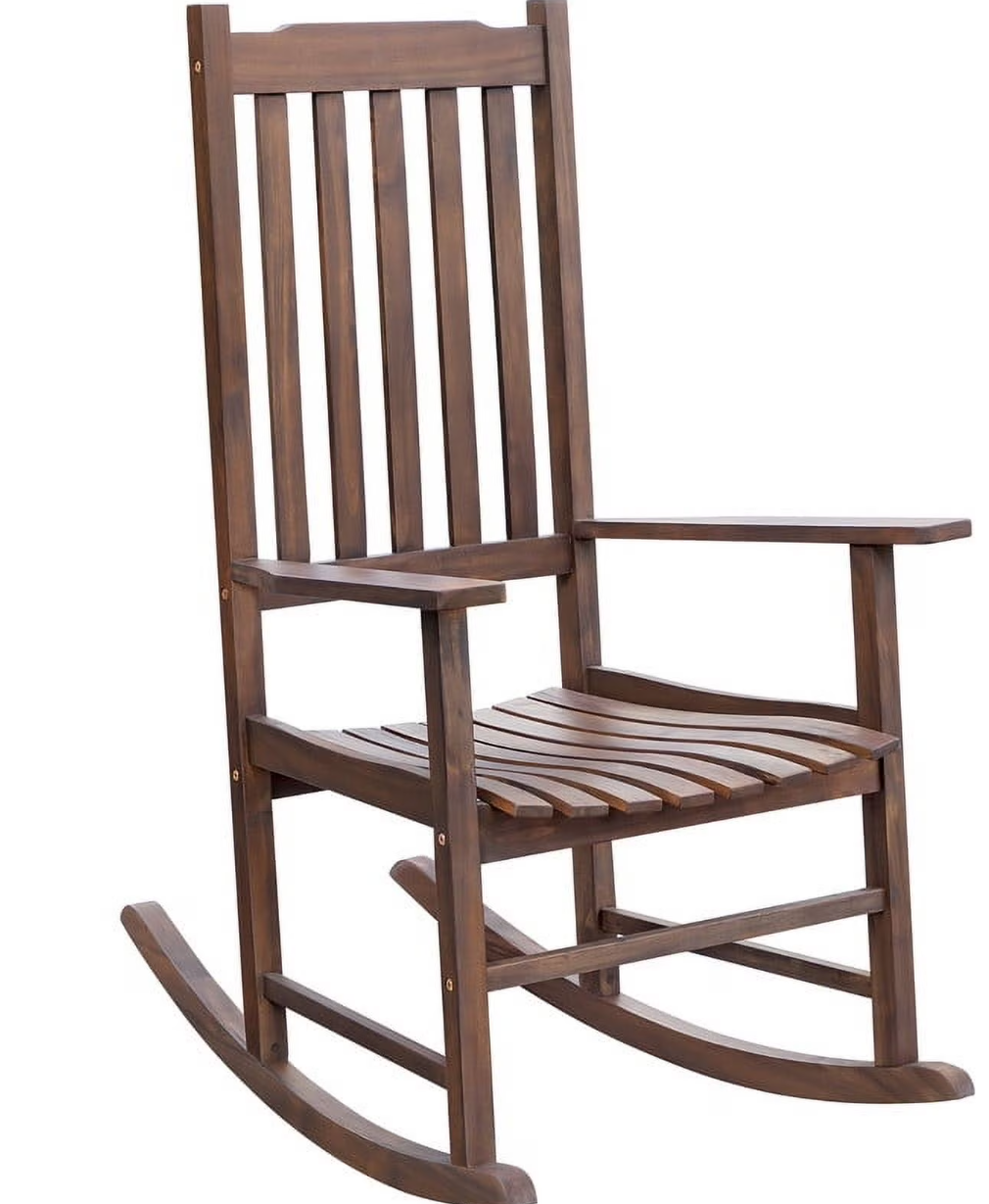 Ergonomic  Wood Outdoor Rocking Chair – Weather-Resistant Patio Seating