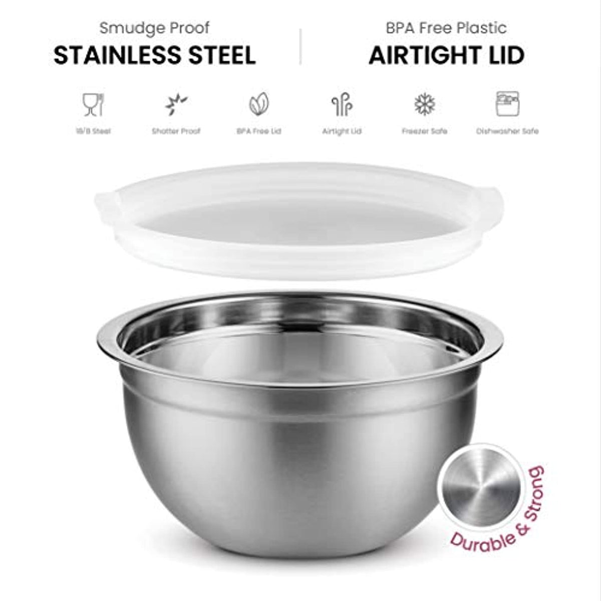 5 Qt. Economy Stainless Steel Mixing Bowl in Mixing Bowls from Simplex  Trading