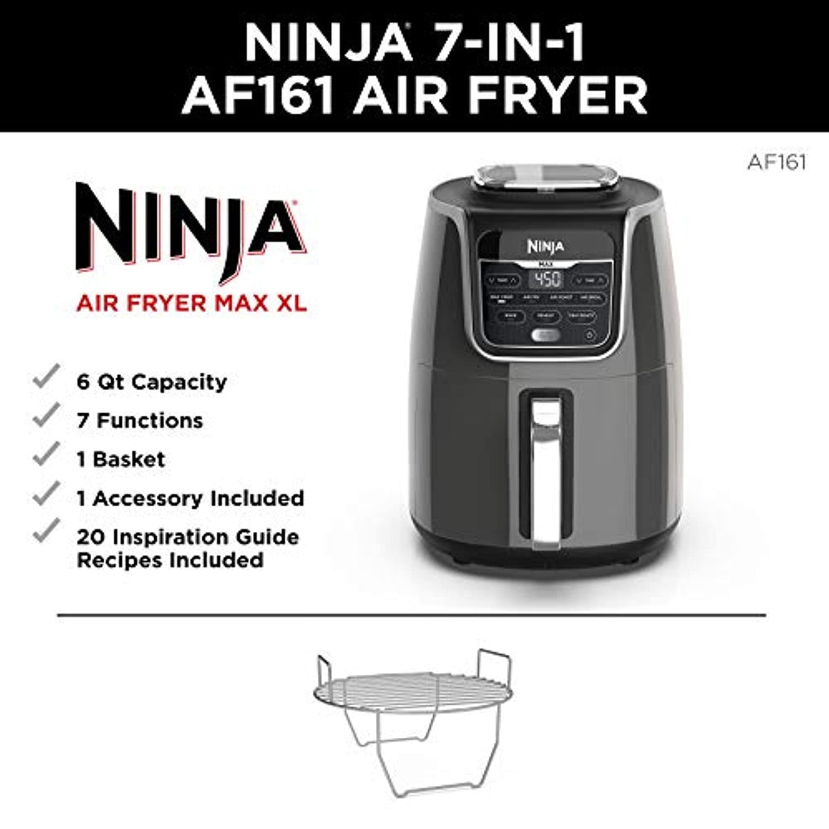 Ninja Air Fryer Max XL 5.5-Quart Black Air Fryer in the Air Fryers  department at