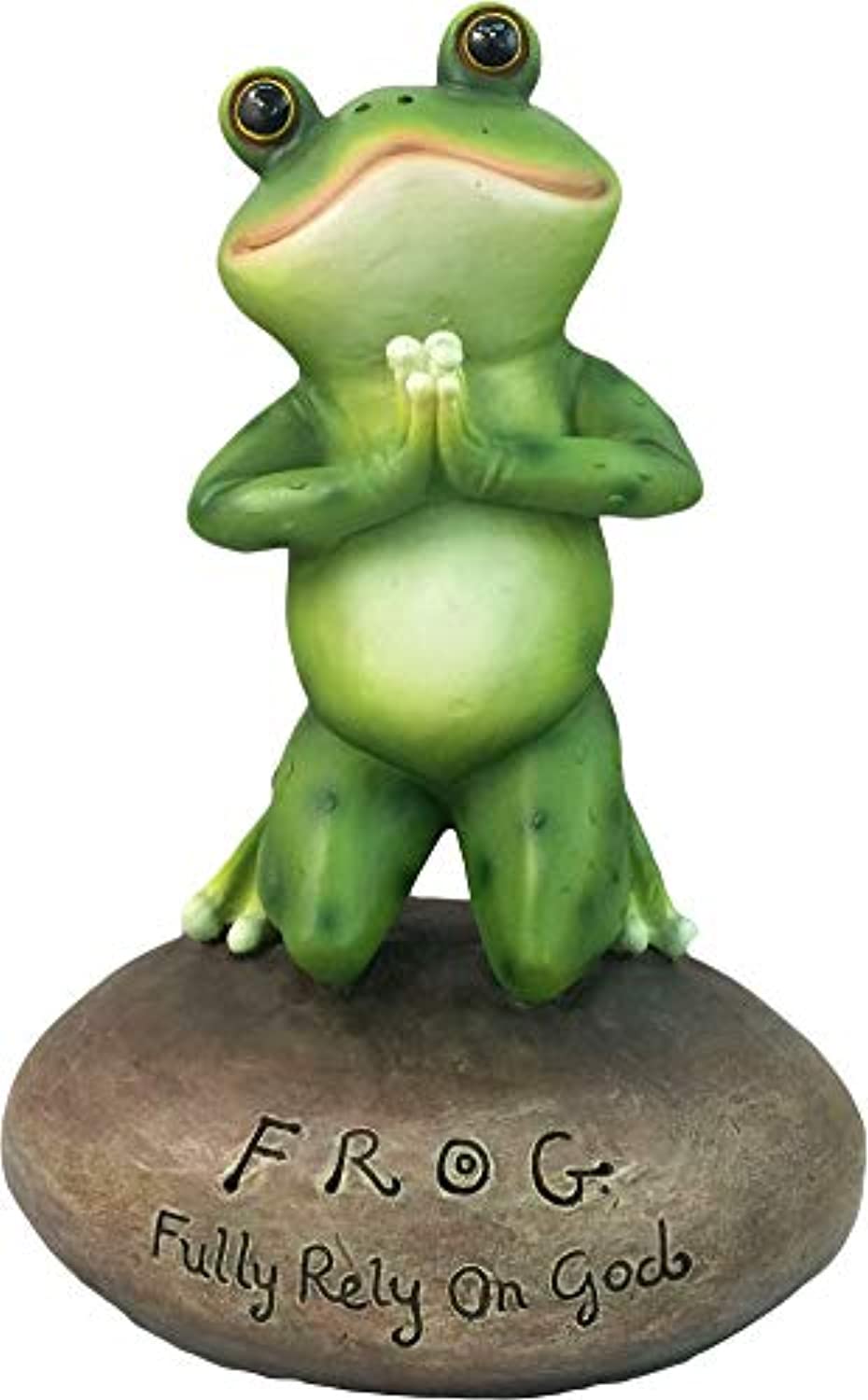 Blessed Assurance - Inspirational Cute Praying Frog On Rock Statue - Eco Trade Company