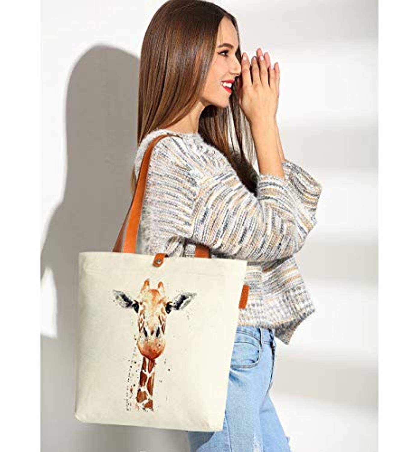 Gift Bag Giraffe Art Canvas & Beach Tote Bag - Eco Trade Company
