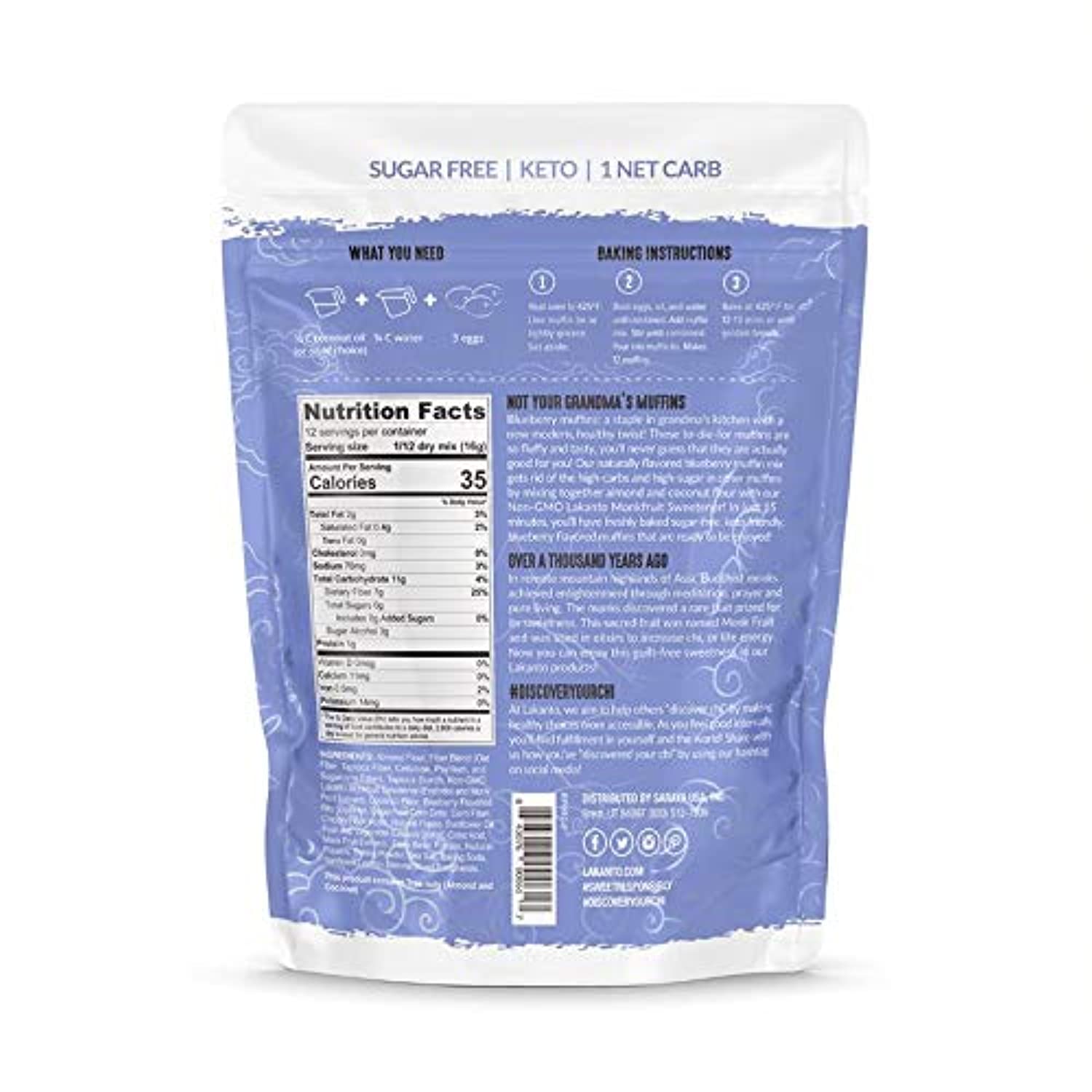 Lakanto Sugar-Free Blueberry Muffin Mix, Low-Carb, Gluten-Free Baking with Monkfruit Sweetener - Eco Trade Company