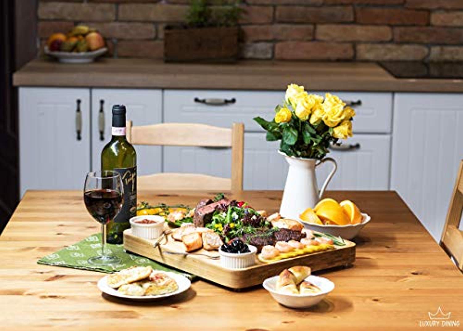 16-piece Cheese Charcuterie Board and Knife Cutlery Set - Organic Bamboo Cutting and Serving Tray - Eco Trade Company