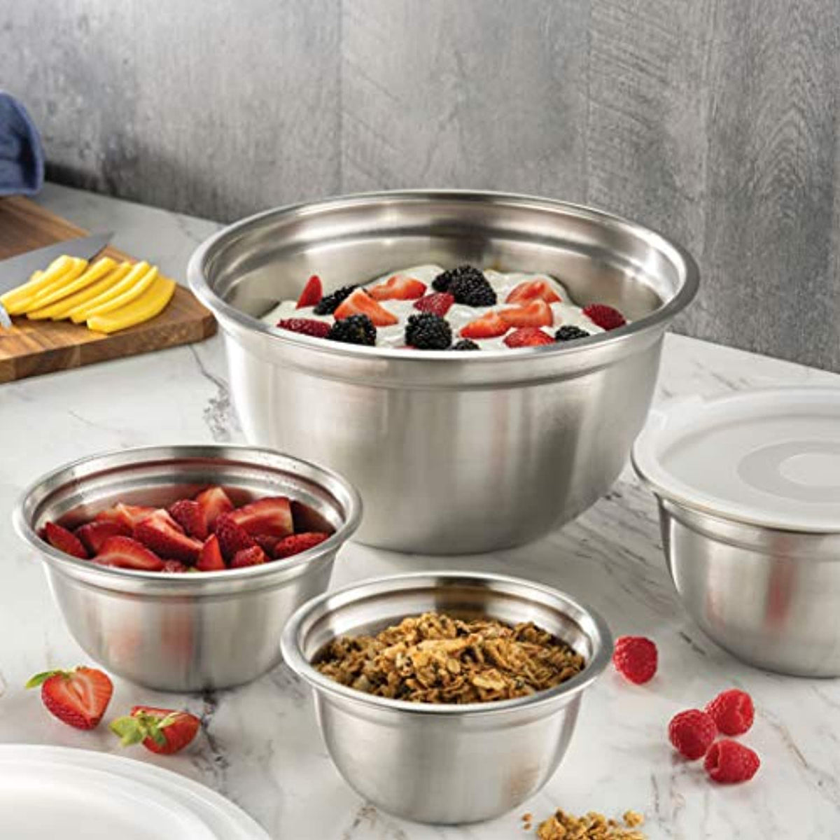 Mixing Bowls Metal Stainless Steel Bowls Set (3/5 Pack) Kitchen Nesting  Bowls