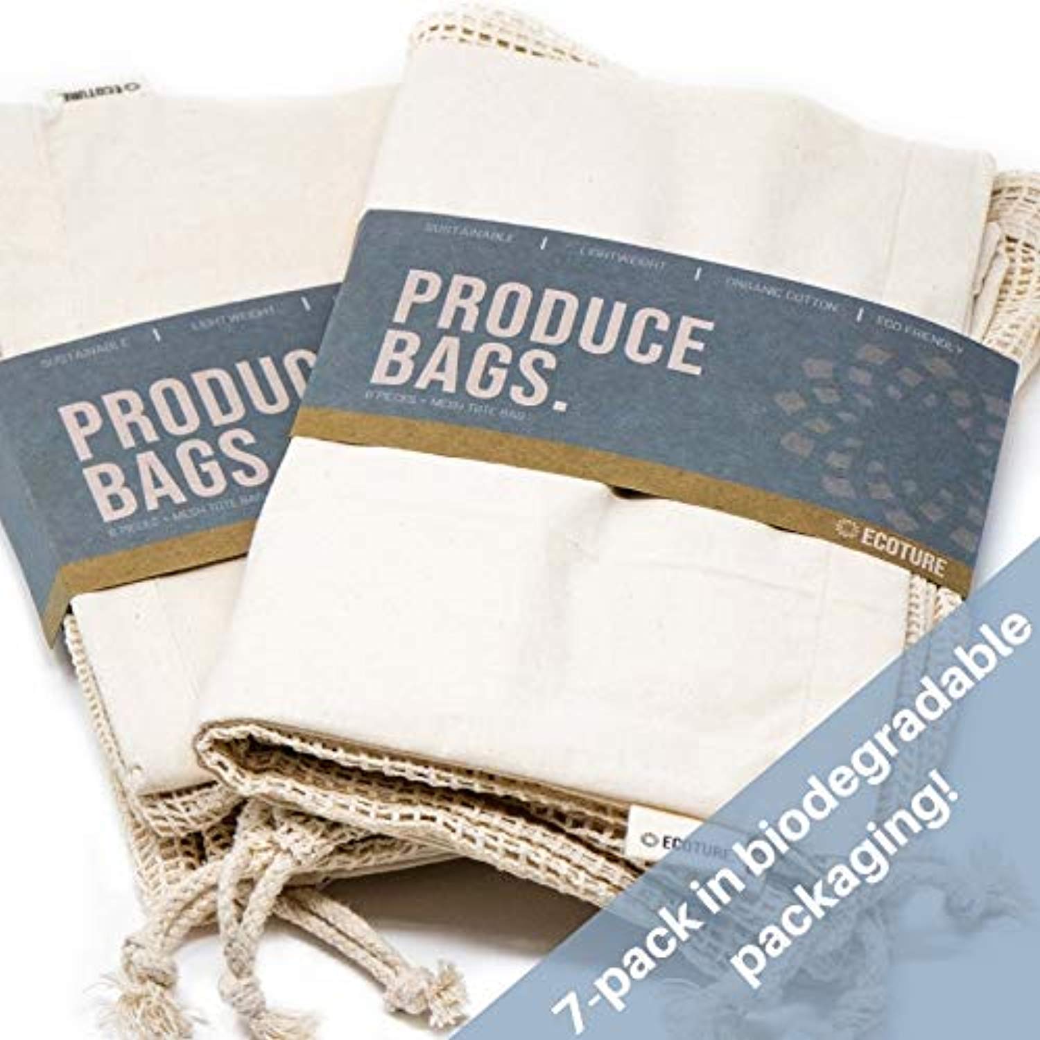 Ecoture Eco Friendly Reusable Produce Bags in Mesh and Muslin for Fruit and Vegetable - Eco Trade Company