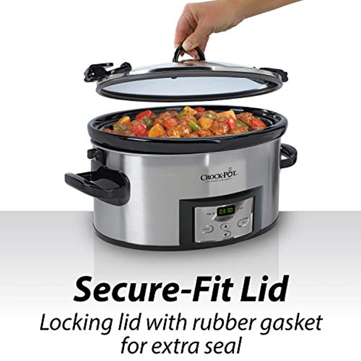 Crock-Pot 6qt Programmable Cook & Carry Slow Cooker Travel Lid Lock Leak  Proof for sale online