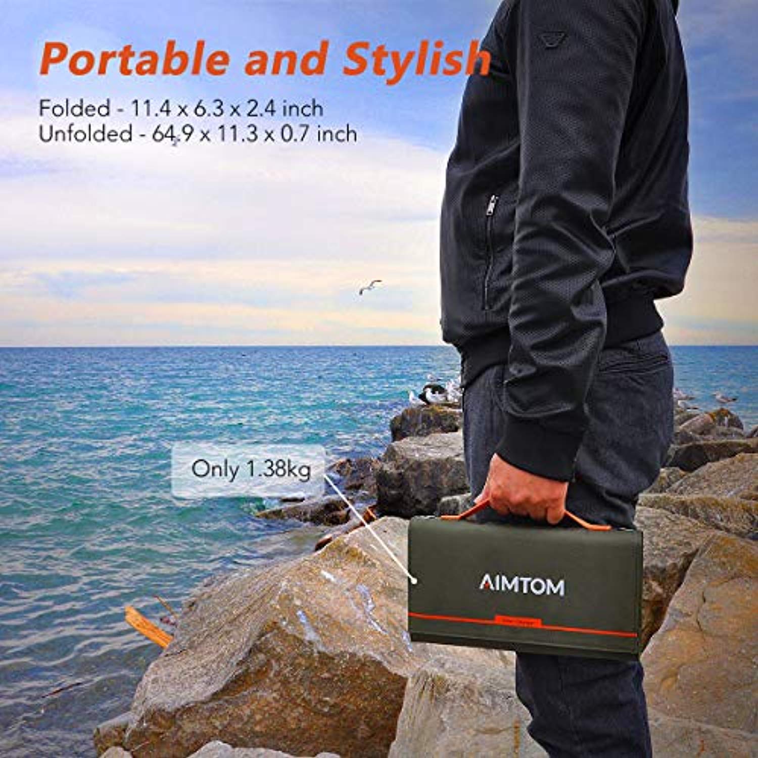 Portable Solar Charger – 60W Foldable Solar Panel with 5V USB and 18V DC for iPhone etc. 5-18V Devices Compatible with Solar Generators Power Stations - Eco Trade Company