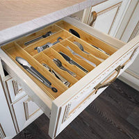 Bamboo Kitchen Drawer Organizer - Utensil Holder and Cutlery Tray with Grooved Drawer Dividers for Flatware and Kitchen Utensils - Eco Trade Company