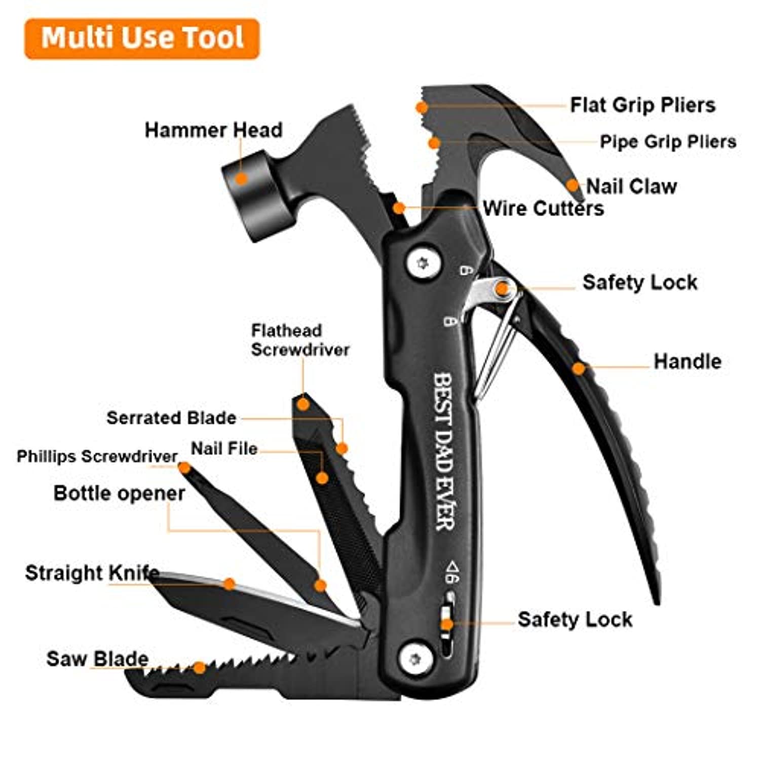 All in One Tools Hammer Multitool (Best Dad Ever) - Eco Trade Company