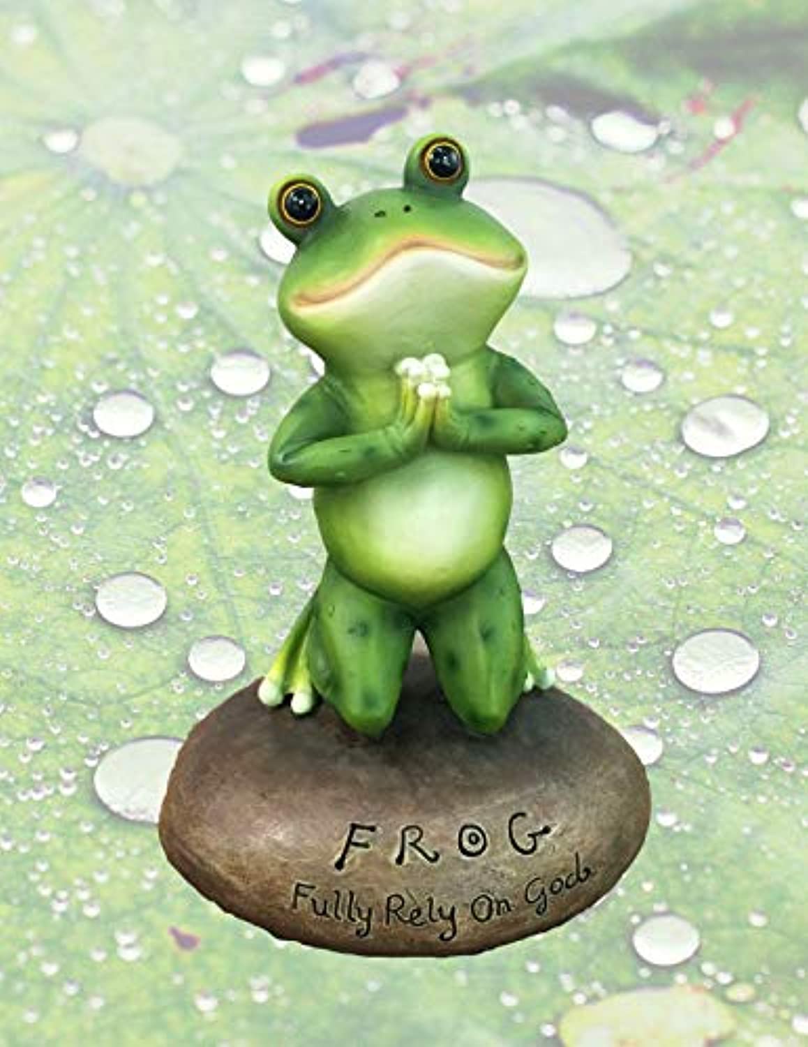 Blessed Assurance - Inspirational Cute Praying Frog On Rock Statue - Eco Trade Company