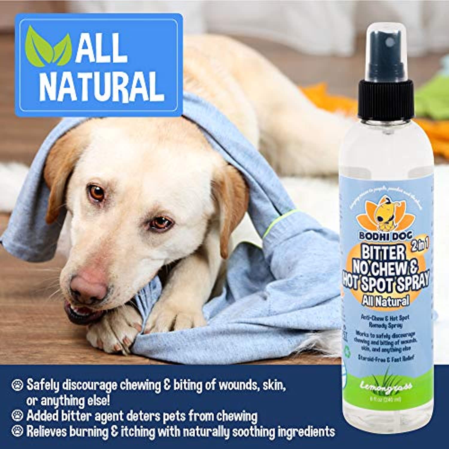 Dog New Bitter 2 in 1 No Chew & Hot Spot Spray | All Natural Anti-Chew Remedy | Safe for Skin, Wounds, Anything Else | Made in USA - Eco Trade Company