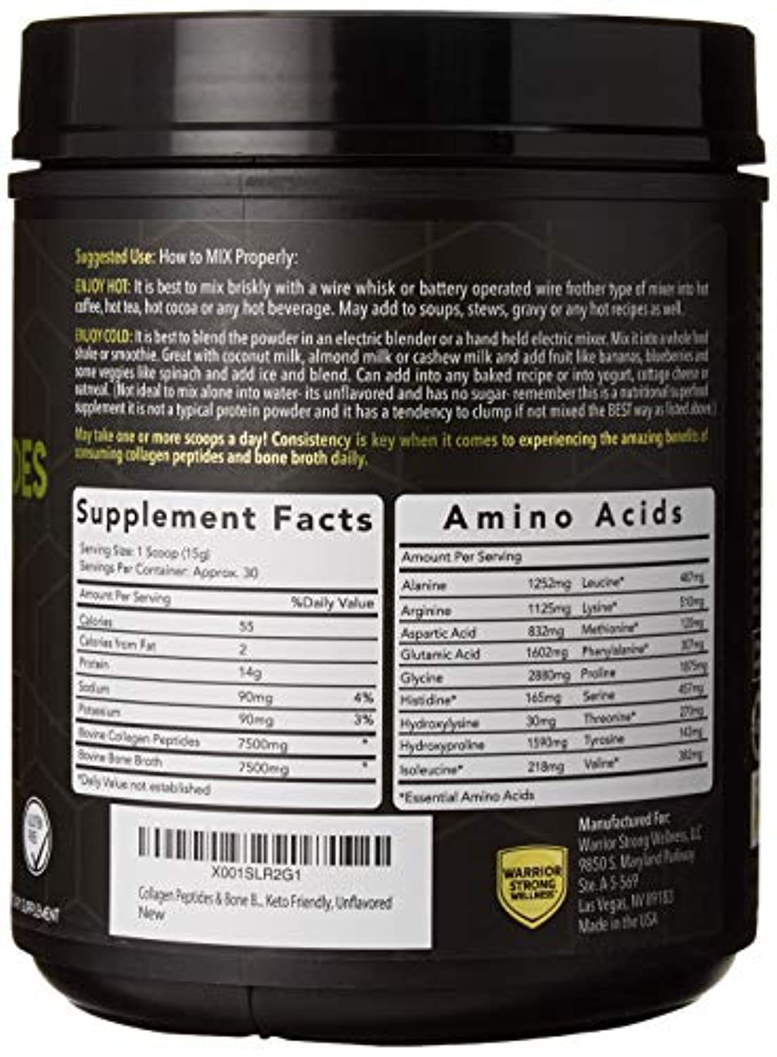 Collagen Peptides & Bone Broth, Pure Grass-Fed Hydrolyzed Collagen Powder Boost for Healthy Skin, Nails, Hair, Joints, Muscles - Eco Trade Company