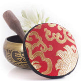 Tibetan Singing Bowl Set ~ Antique Design ~ With Dual Surface Mallet and Silk Cushion ~ Promotes Peace, Chakra Healing, and Mindfulness - Eco Trade Company