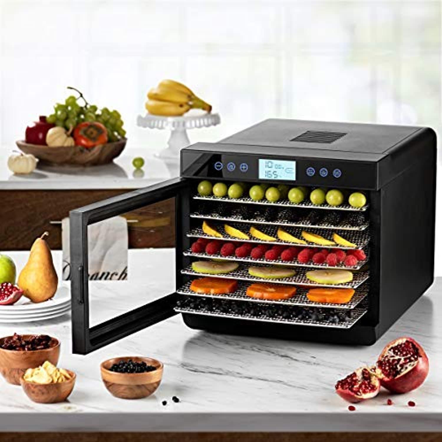 Food Dehydrator - Digital Timer, Temperature Control, Dryer for Jerky, Herb, Meat, Beef, Fruit and Vegetables, 7 Stainless Steel trays - Eco Trade Company