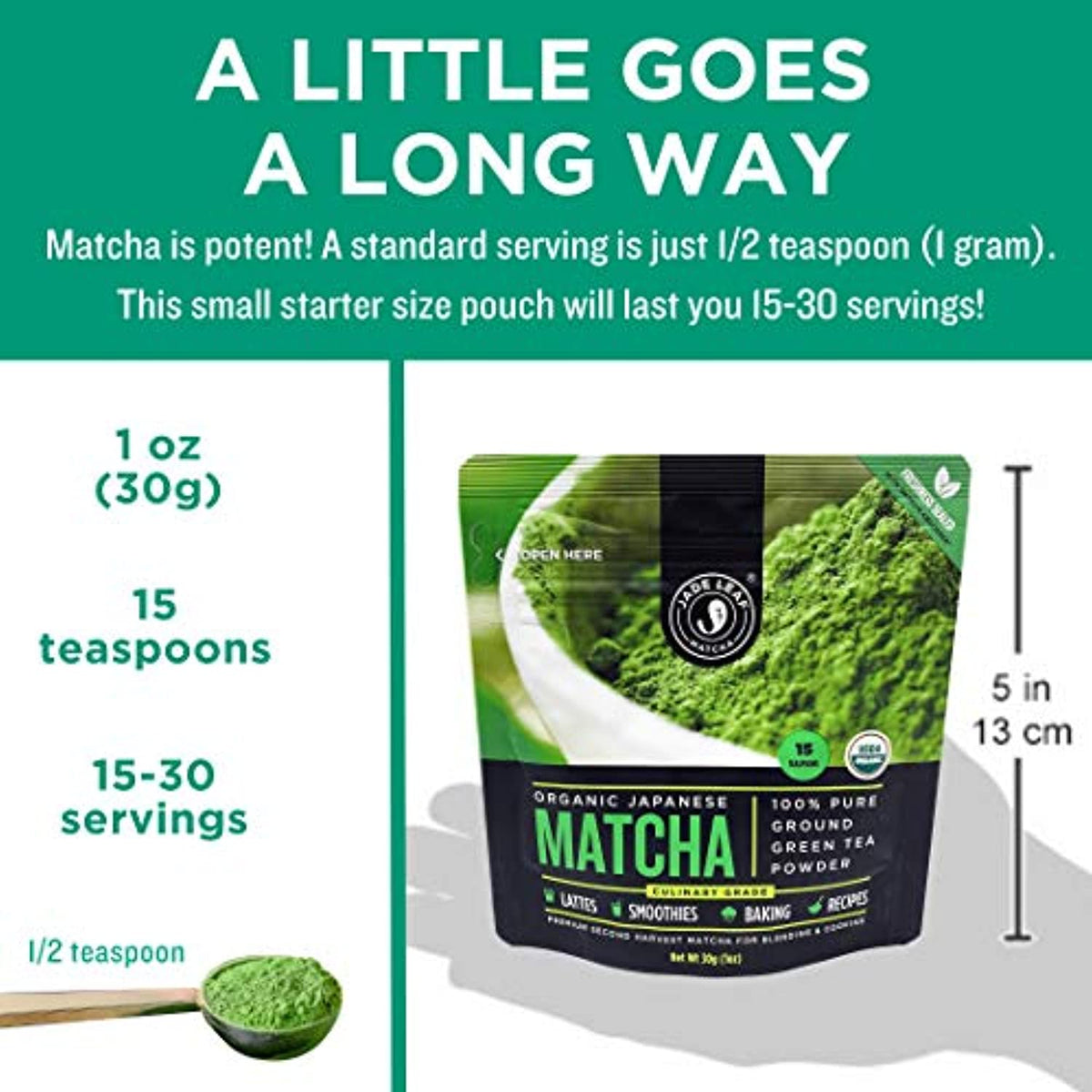 Jade Leaf Organic Ceremonial Grade Matcha Green Tea Powder - Authentic  Japanese Origin - Teahouse Edition Premium First Harvest (1.06 Ounce)