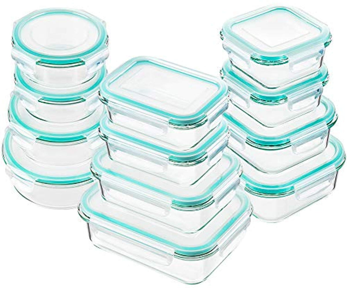 Meal Prep Containers,24pc Fluted Glass Storage Containers With