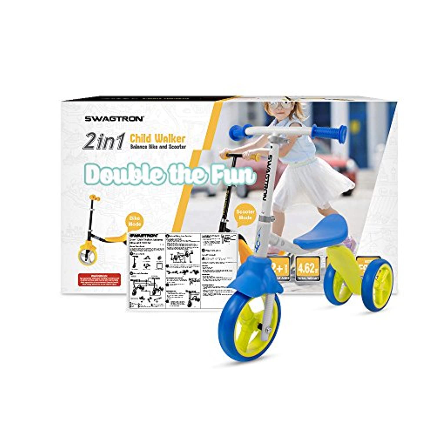 K2 Toddler 3 Wheel Scooter & Ride-On Balance Trike 2-in-1 Adjustable for 2, 3, 4, 5 Year Old Boy or Girl Transforms in Seconds - Eco Trade Company