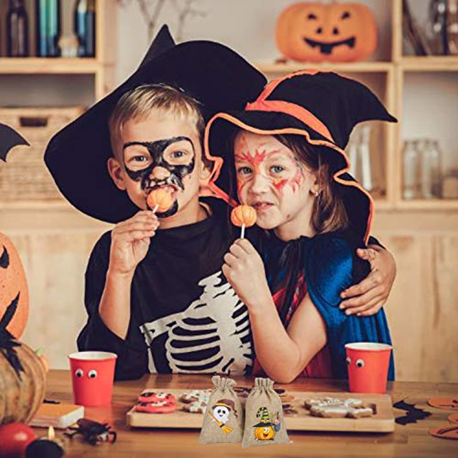 36 Pieces Halloween Burlap Gift Bags for Kids Party Supply - Eco Trade Company