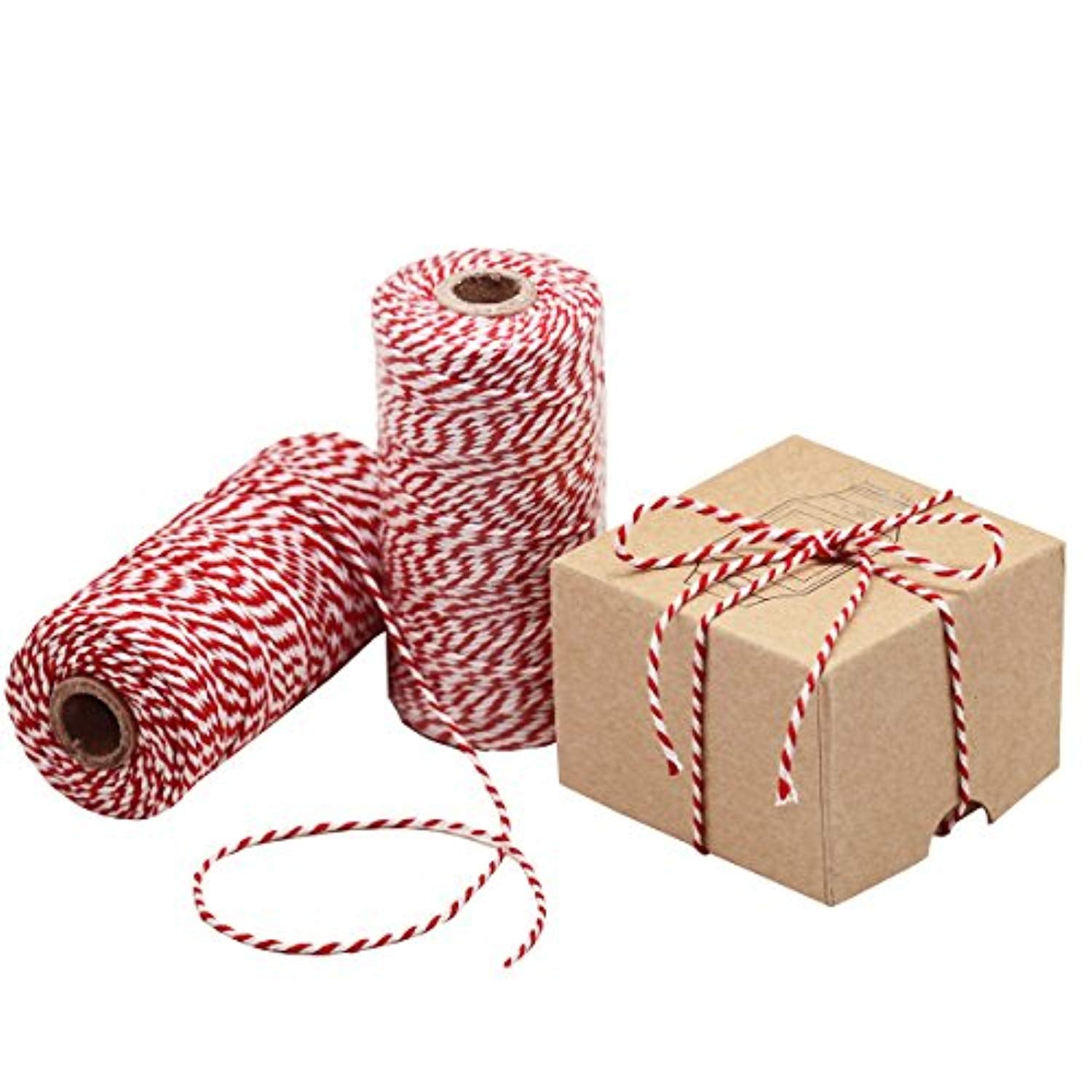 Cotton Bakers Twine Red & White 100M-328 Feet, Packing String,Decoration, Tying Cake, Boxes, DIY Crafts & Gift Wrapping - Eco Trade Company