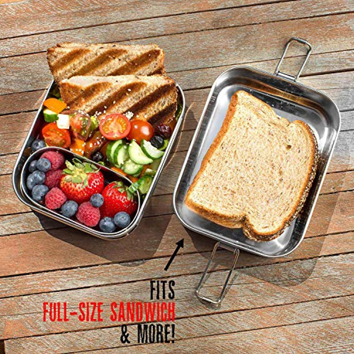 Stainless Steel SQUARE Bento Lunchbox 40 oz, 3-compartment – Cal