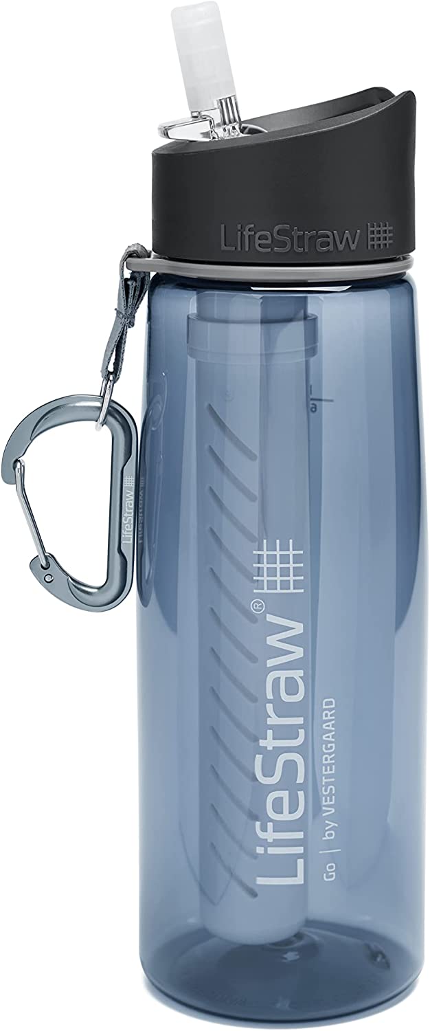 Water Filter Bottle with 2-Stage Integrated Filter Straw for Hiking, Backpacking, and Travel 22 Oz. - Eco Trade Company