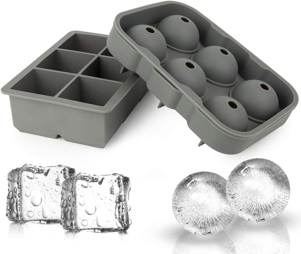 Ice Cube Tray, Silicone Ball Whiskey Ice Ball Maker With Lid And Large Square  Ice Cube Mold Funny Mold For Cocktail And Bourbon - Reusable And Bpa Free -  Temu