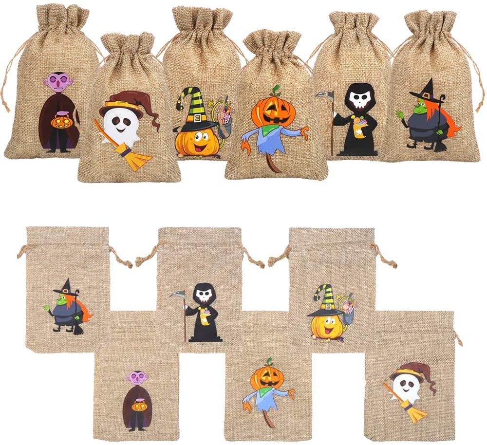36 Pieces Halloween Burlap Gift Bags for Kids Party Supply - Eco Trade Company
