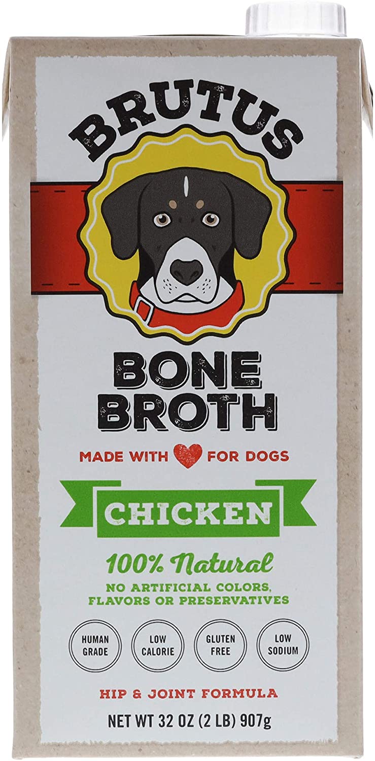 Brutus Bone Broth for Dogs, Natural, Glucosamine & Chondroitin for Healthy Joint, Hydrating Dog Food Topper for All Ages, Made in USA - Eco Trade Company