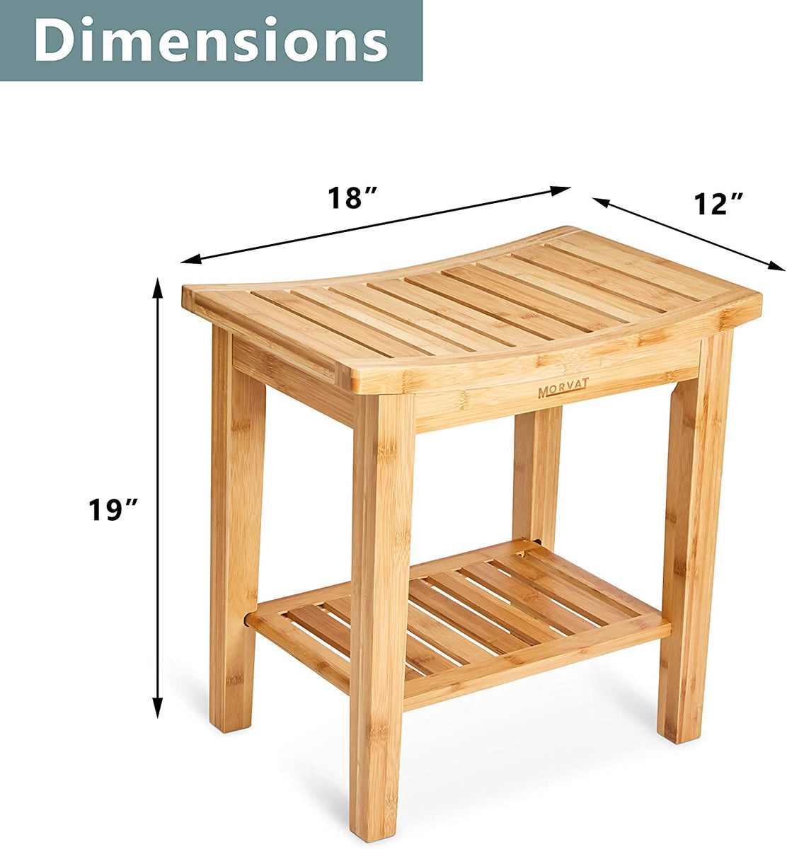 Bamboo Shower Bench and Bamboo Shower Mat, 19x18x12 Inches Eco Trade