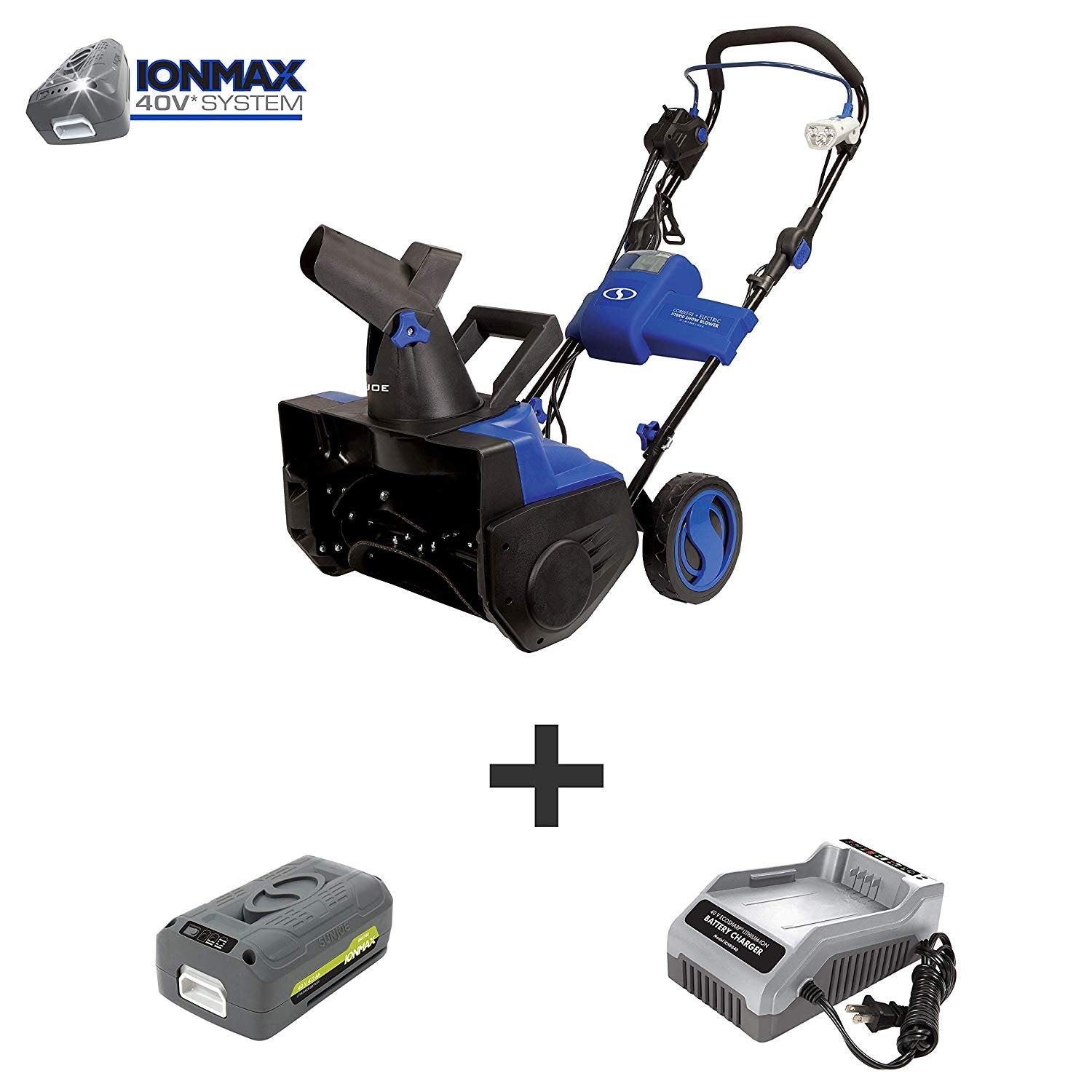 Snow Joe iON18SB 18-Inch 40 Volt Cordless Brushless Single Stage Snow Blower, Kit (w/4.0-Ah Battery + Quick Charger) - Eco Trade Company