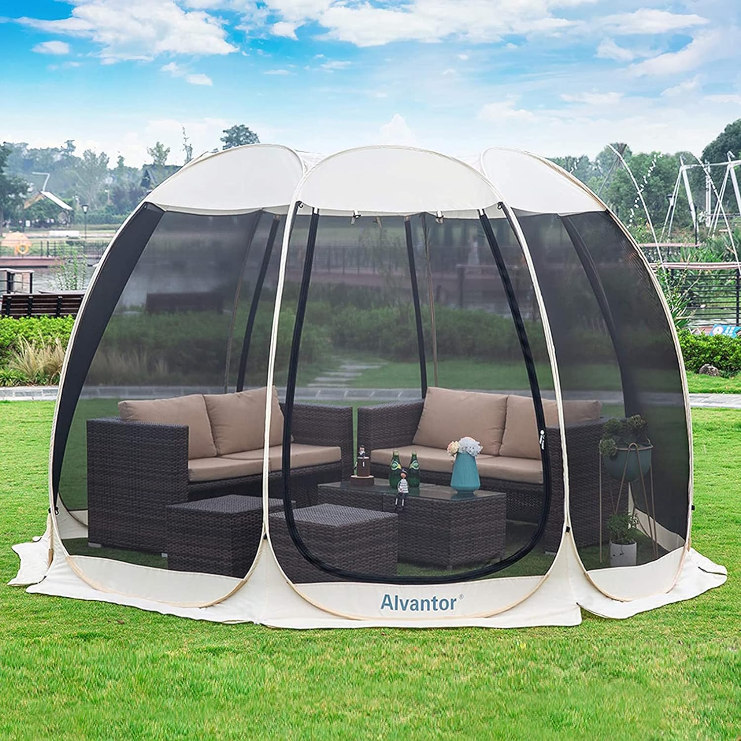 garden canopy tent Alvantor 6-10 Person Pop Up Screen House Gazebo