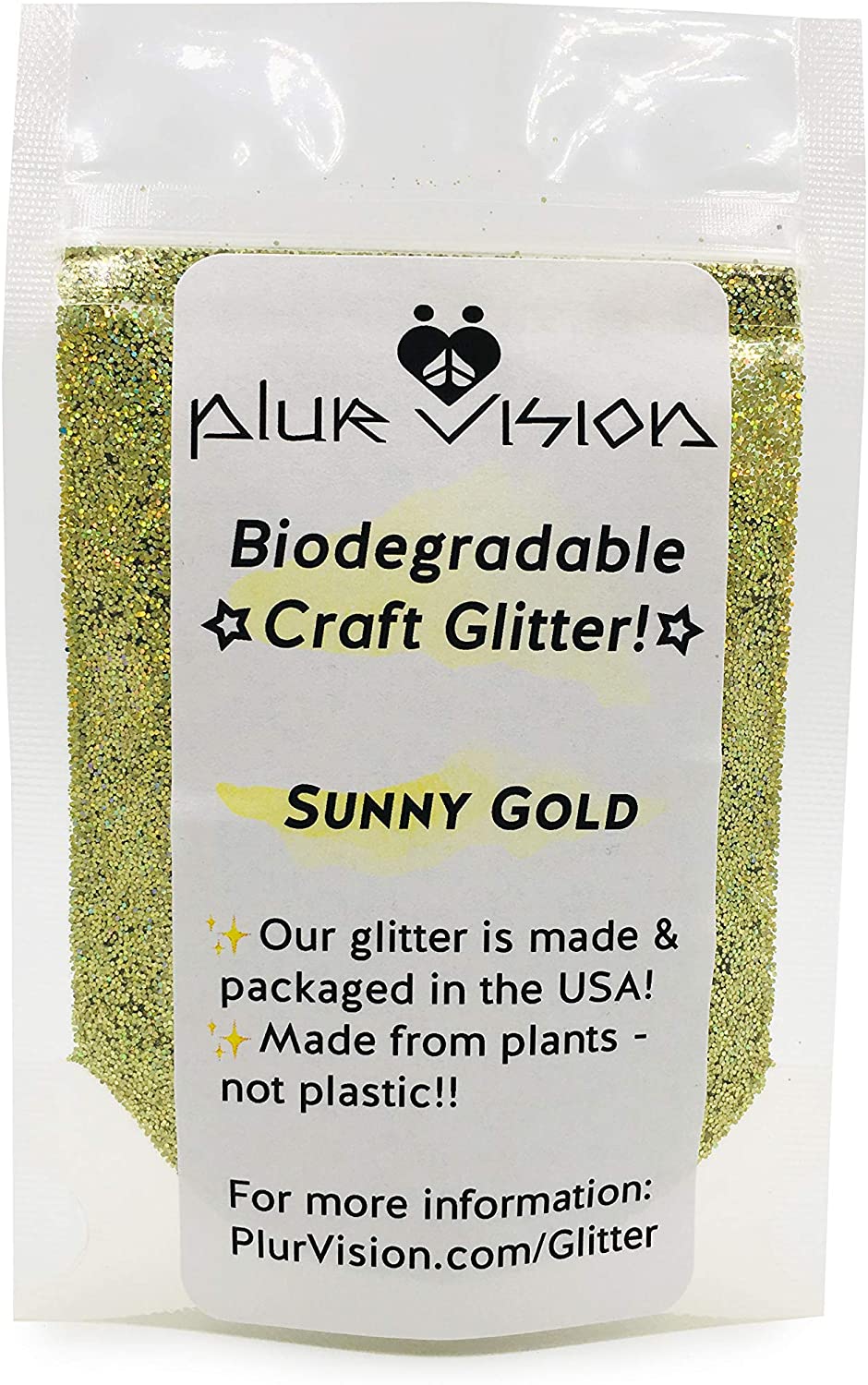 Gold Biodegradable Glitter 1/2 Ounce - Made from Plant Cellulose, Earth Friendly. Perfect for Crafts, DIY Projects, Cosmetics Made in USA - Eco Trade Company