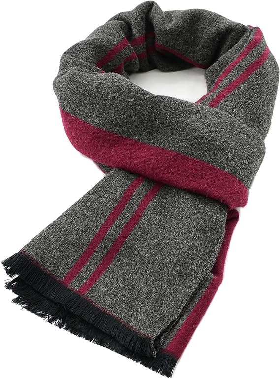 Mens Winter Warm Long Soft Scarf, Plaid Tassel Soft Classic Scarves, One size - Eco Trade Company