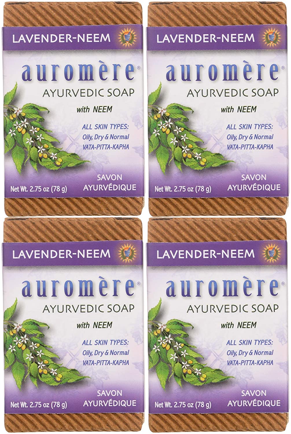 Ayurvedic Bar Soap Lavender-Neem - All Natural Handmade and Eco-friendly Bar Soap for Sensitive Skin - 2.75 oz (2 Pack) - Eco Trade Company