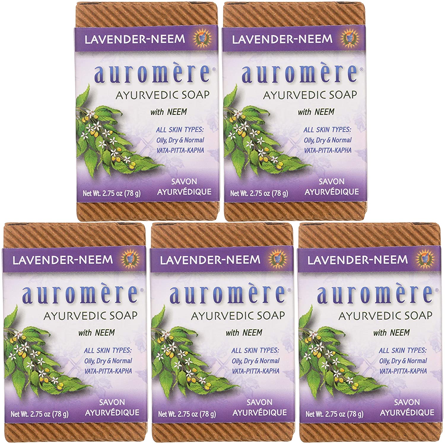 Ayurvedic Bar Soap Lavender-Neem - All Natural Handmade and Eco-friendly Bar Soap for Sensitive Skin - 2.75 oz (2 Pack) - Eco Trade Company