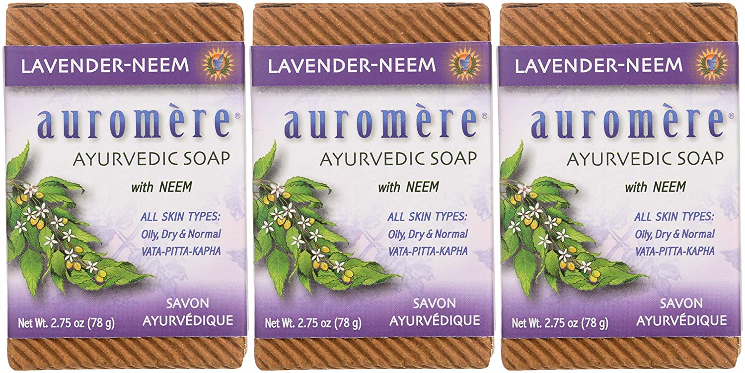 Ayurvedic Bar Soap Lavender-Neem - All Natural Handmade and Eco-friendly Bar Soap for Sensitive Skin - 2.75 oz (2 Pack) - Eco Trade Company