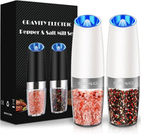 Electric Salt & Pepper Grinder Set, Adjustable Coarseness, LED, One-Hand Use, Stainless Steel 2-Pack - Eco Trade Company