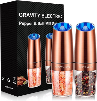 Electric Salt & Pepper Grinder Set, Adjustable Coarseness, LED, One-Hand Use, Stainless Steel 2-Pack - Eco Trade Company
