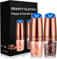 Electric Salt & Pepper Grinder Set, Adjustable Coarseness, LED, One-Hand Use, Stainless Steel 2-Pack - Eco Trade Company