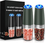 Electric Salt & Pepper Grinder Set, Adjustable Coarseness, LED, One-Hand Use, Stainless Steel 2-Pack - Eco Trade Company