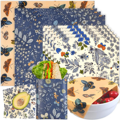 Reusable Beeswax Wrap - 9 Pack Eco-Friendly Food Wraps, Bread Sandwich Wrapper - Organic, Sustainable, Zero Waste, Reusable Plastic-Free - Eco Trade Company