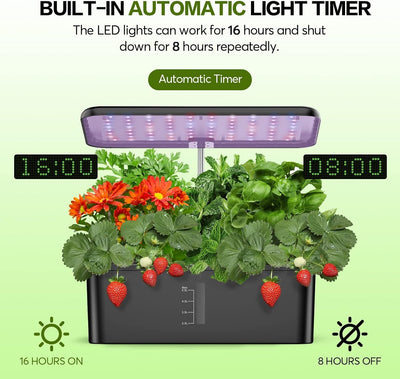 12 Pods Hydroponics Growing System, Indoor Garden with LED Grow Light - Eco Trade Company